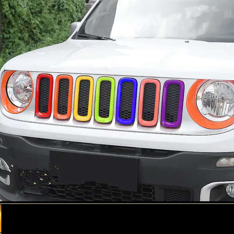 Car Style Abs Orange Blue Green Racing Grills Trim Decorated Frame For Jeep Renegade 16 17 18 19 Aca150 Chromium Styling Aliexpress