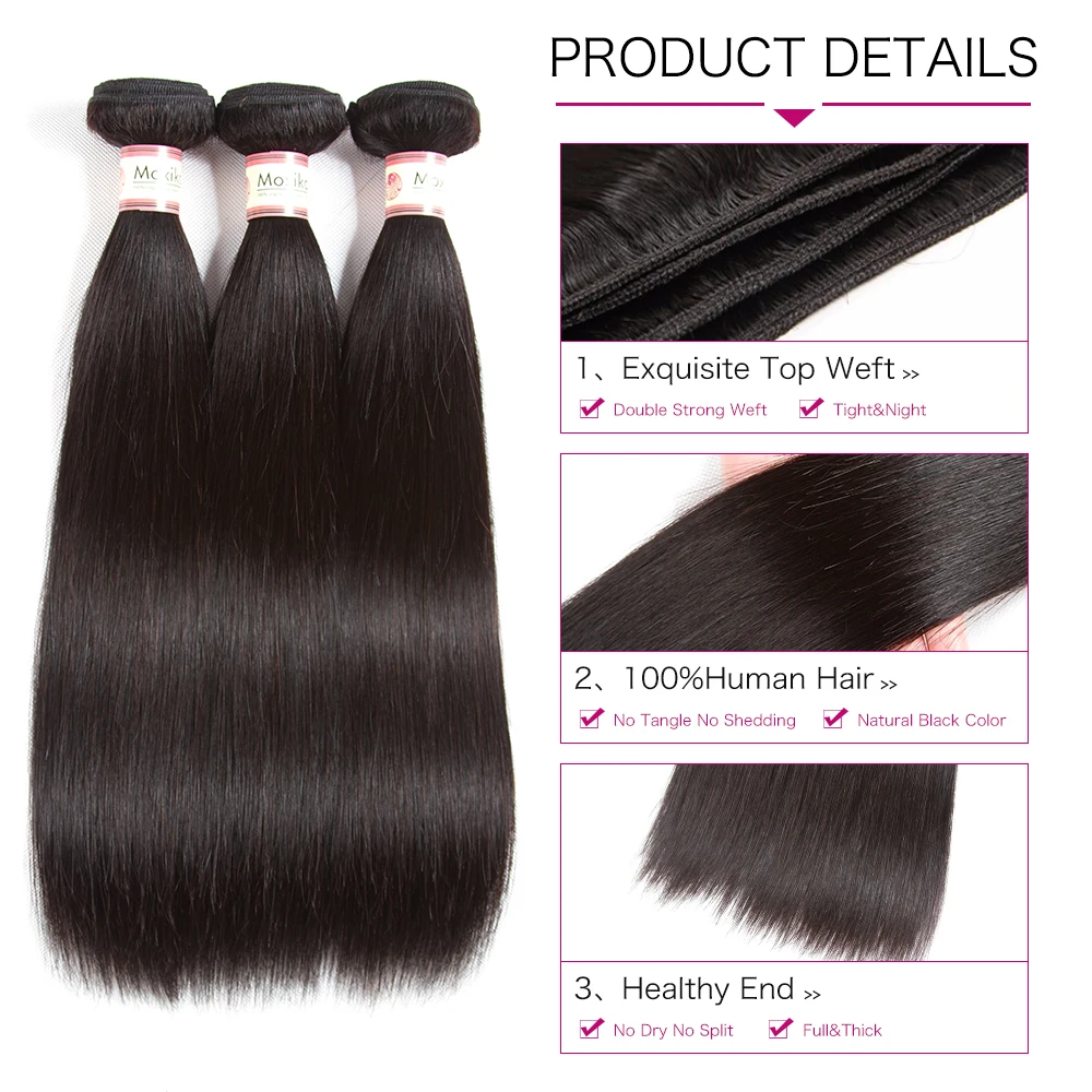 Moxika Brazilian Straight Human Hair Weave Brazilian Bundles Remy Hair Extensions 1bundle can buy 3/4pcs 8-28Inch Natural Black Moxika Brazilian Straight Human Hair Weave Brazilian Bundles Remy Hair Extensions 1bundle can buy 3/4pcs 8-28Inch Natural Black