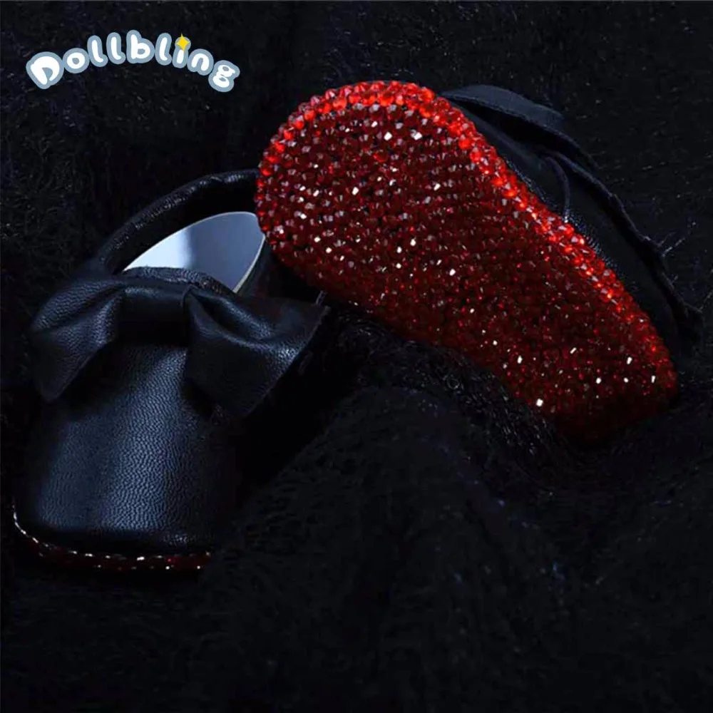 Baby First Walkers Shoes Bowknot Rhinestone Decor Leather Fashion Baby Boy Girl Shoes First Walkers Newborn Moccasins For Infant
