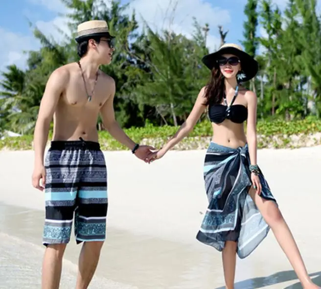 Lover Couple Swimsuit Women Bikini Men Board Shorts Swimming Trunks Boxer Sweat Surfing Fitness Boardshort Beach swimwear