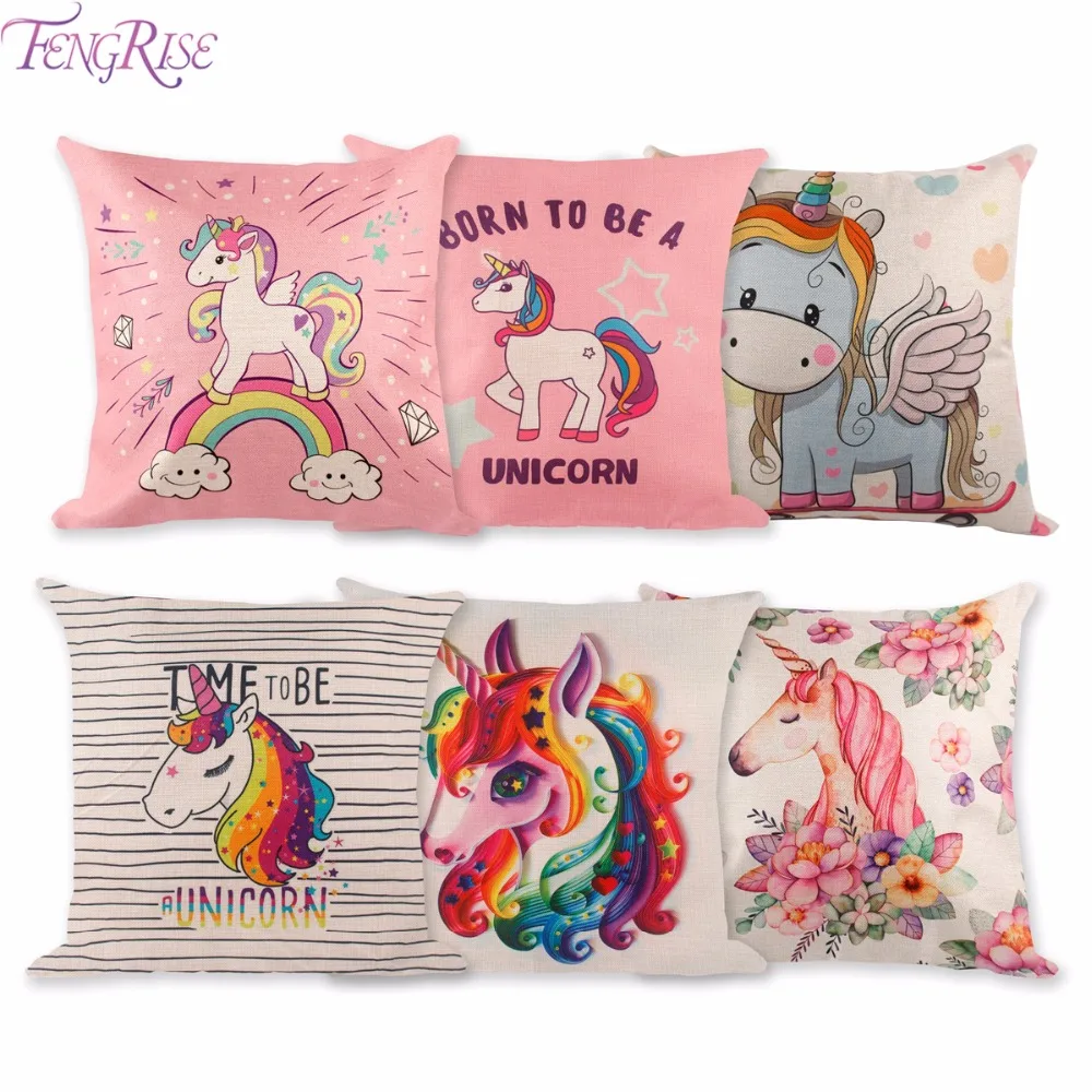 

FENGRISE 45x45cm Unicorn Party Decoration Flamingo Cotton Linen Cushion Cover Baby Shower Pillow Case Wedding Pillow Supplies