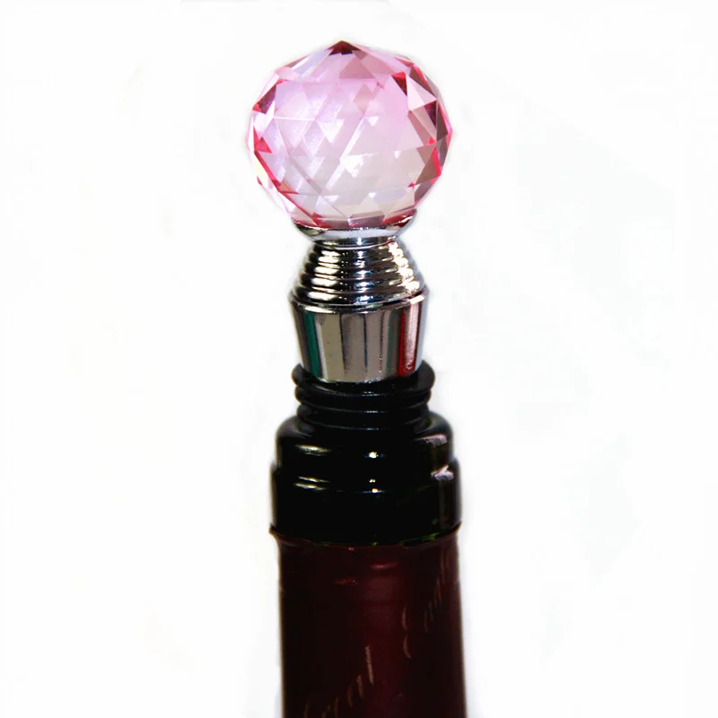 1PCS Pink Crystal Glass Cork Various Wine Cork Corkscrew Wine Bottle