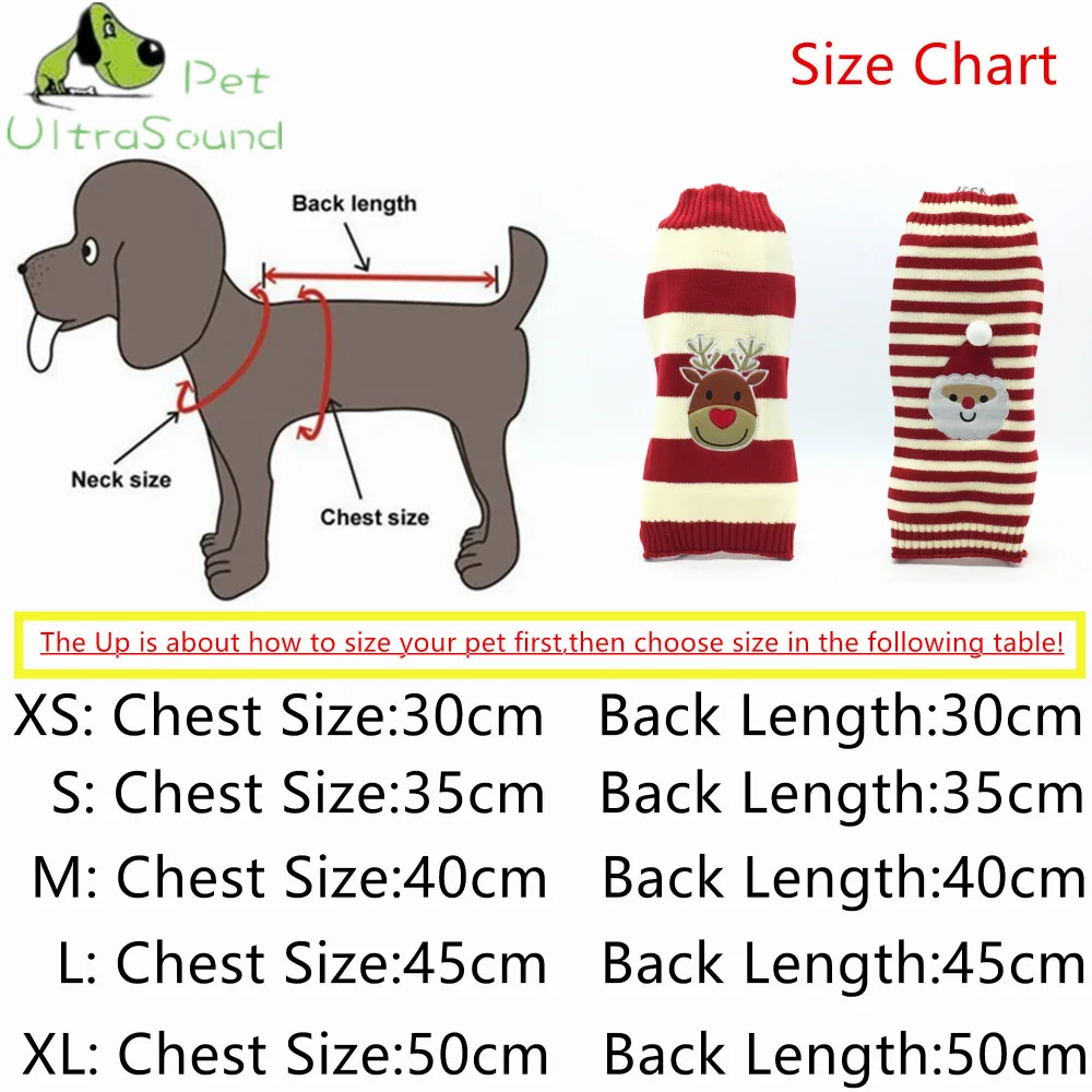 Ультразвуковая одежда для собак лося Санта Клаус рождественское пальто, шерстяное пальто маленький кот пальто куртки для Чихуахуа Йоркширский Размер xs-xl