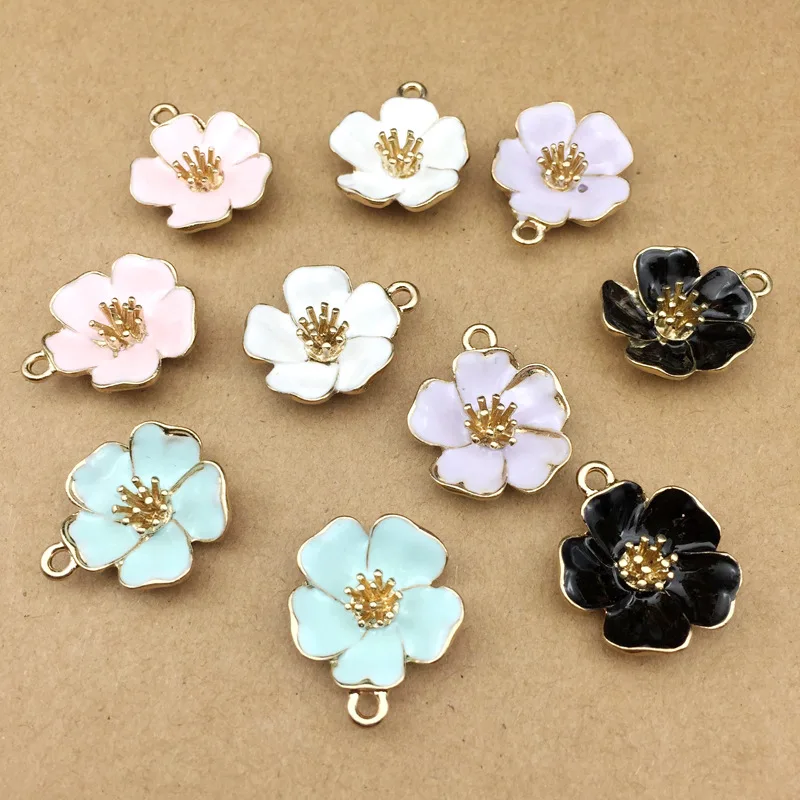 

10pcs 20x24mm enamel charms flower charm for jewelry making and crafting fashion earring charms sakura charm