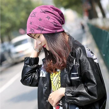 

Winter Men Women Fashion Casual Warm Baggy Beanies hat Outdoor Thin Five - Pointed Star Chapeau Femme Head Protector Earmuff Cap