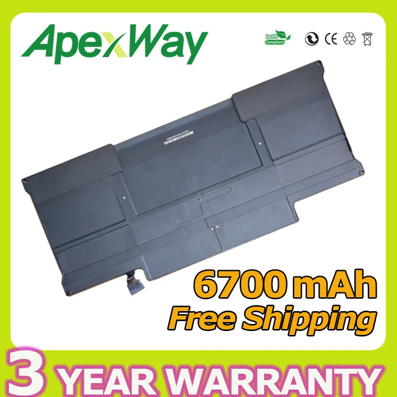 

Apexway 50wh 7.3v a1369 battery for apple Macbook Air 13" A1377 A1405 MC504 MD231 MD232 MC965 MC966