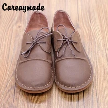 Careaymade/Лидер продаж; Новинка; сезон весна-осень; обувь для отдыха с круглым носком; женские тонкие туфли из натуральной кожи ручной работы на плоской подошве