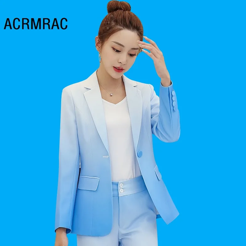

Women suits Slim autumn Gradient color jacket Pants 2-piece set OL Formal Women pants suits Woman set suits 1901