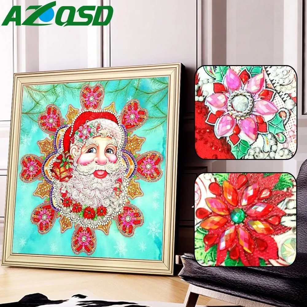 

AZQSD Diamond Painting Cartoon Picture Of Rhinestones Special Shaped Diamond Embroidery Santa Claus Christmas Home Decor 40x40