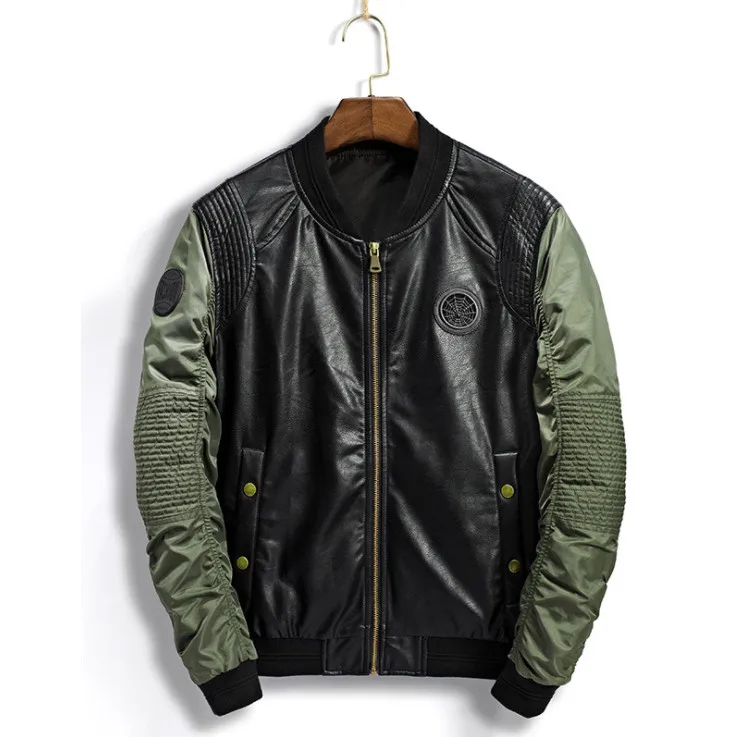 

Spring and autumn new men's jacket Stitching casual fashion collar baseball uniform pilot jacket men's clothing