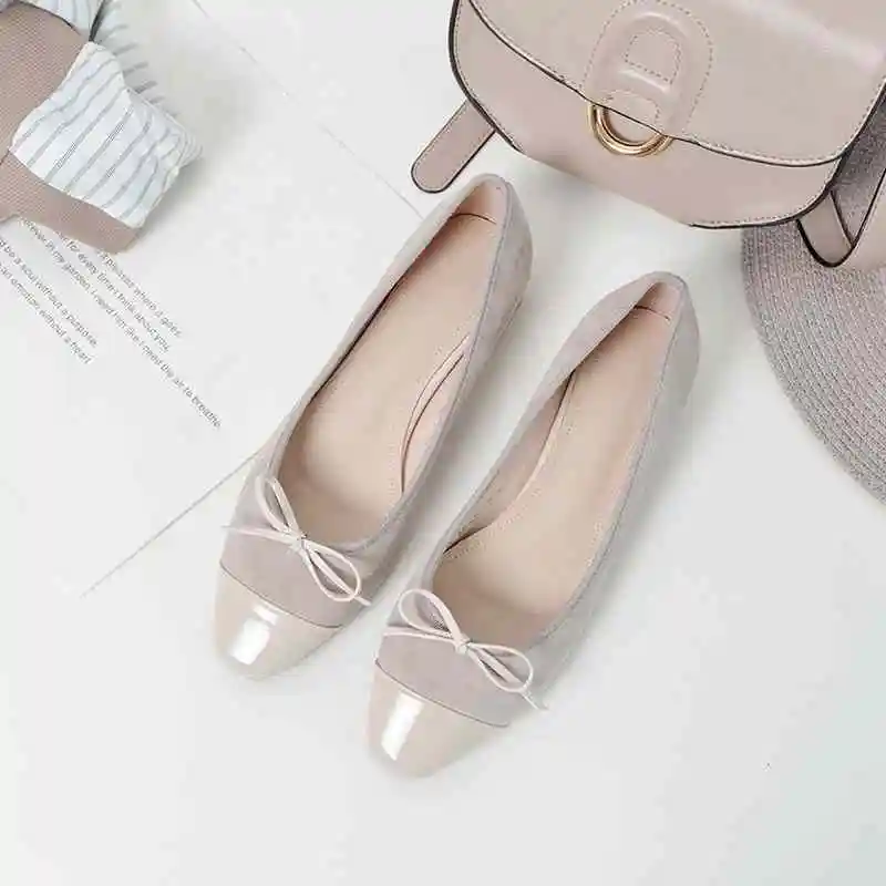 Krazing Pot Summer full grain leather candy color shoes square toe low heel brand slip on bowtie butterfly-knot pumps L2f3