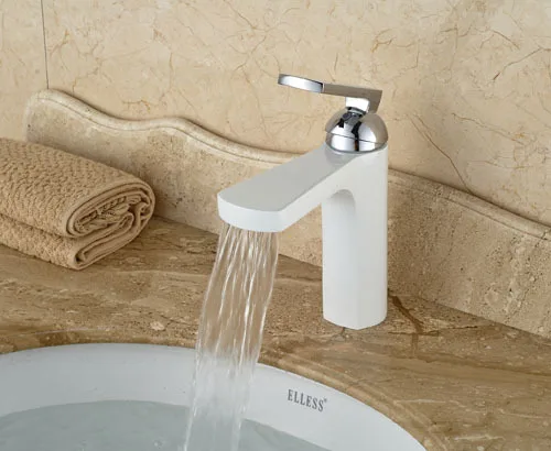 

White Color & Chrome Bathroom Sink Faucet Single Handle Basin Faucet Mix Tap