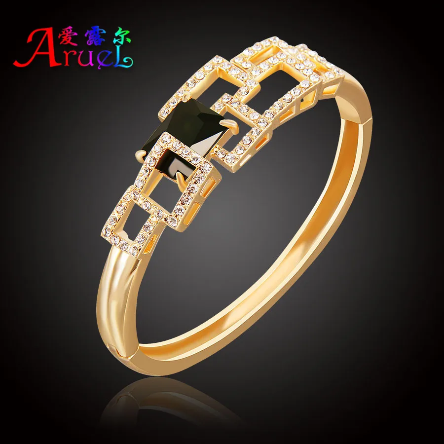 Buy ARUEL Nigeria Gold Color Women Fashion Wedding Black Crystal Bracelet