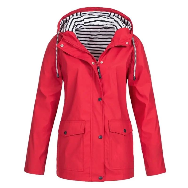 

2018 Autumn Winter Hiking Jackets Women Ladies Rain Jacker Outdoor Rain Coat Zippered Windbreaker Waterproof Coat Outwear