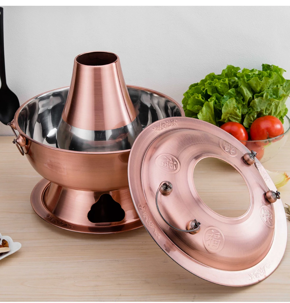 Кастрюля Hotpot китайская кастрюля для огня большая медная из нержавеющей стали