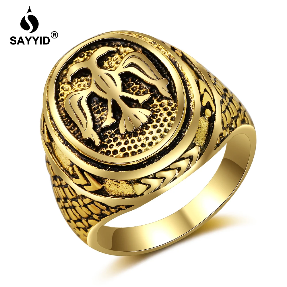

New Design Double Eagle Ring for Men's Vintage Style Electroplating Ancient Gold / Ancient Silver National Emblem Ring Jewelry