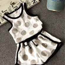 LOVE DD& MM/детская одежда Комплекты для девочек жилет в горошек без рукавов+ шорты костюм для отдыха из двух предметов