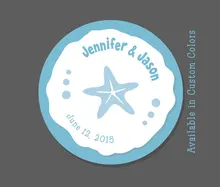 Starfish Wedding Favor Stickers Personalized Favor Tags Wedding Favor Stickers Custom Colors Aqua Beach Wedding Sand