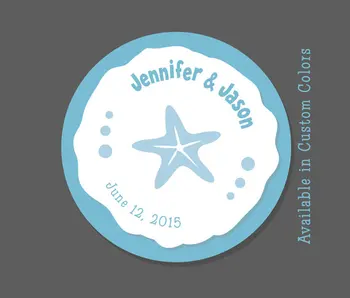 

Starfish Wedding Favor Stickers - Personalized Favor Tags,Wedding Favor Stickers - Custom Colors - Aqua - Beach Wedding, Sand