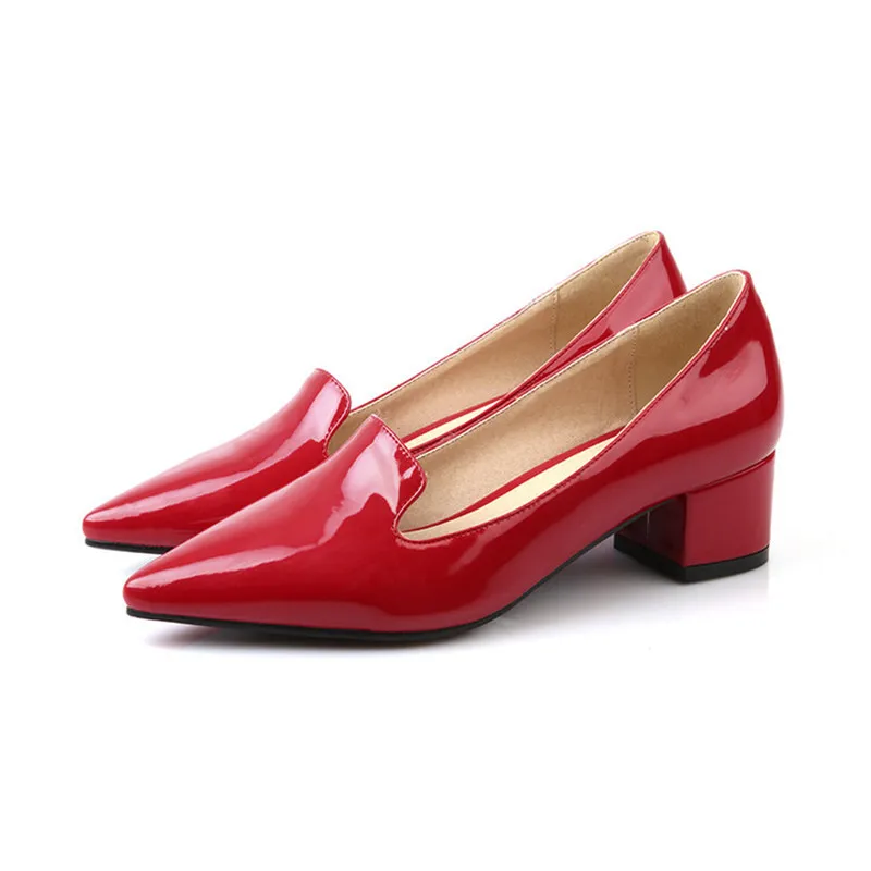 Asumer/женские туфли-лодочки из лакированной кожи наивысшего качества; Модная элегантная женская обувь на толстом каблуке; Милые модельные туфли на среднем каблуке