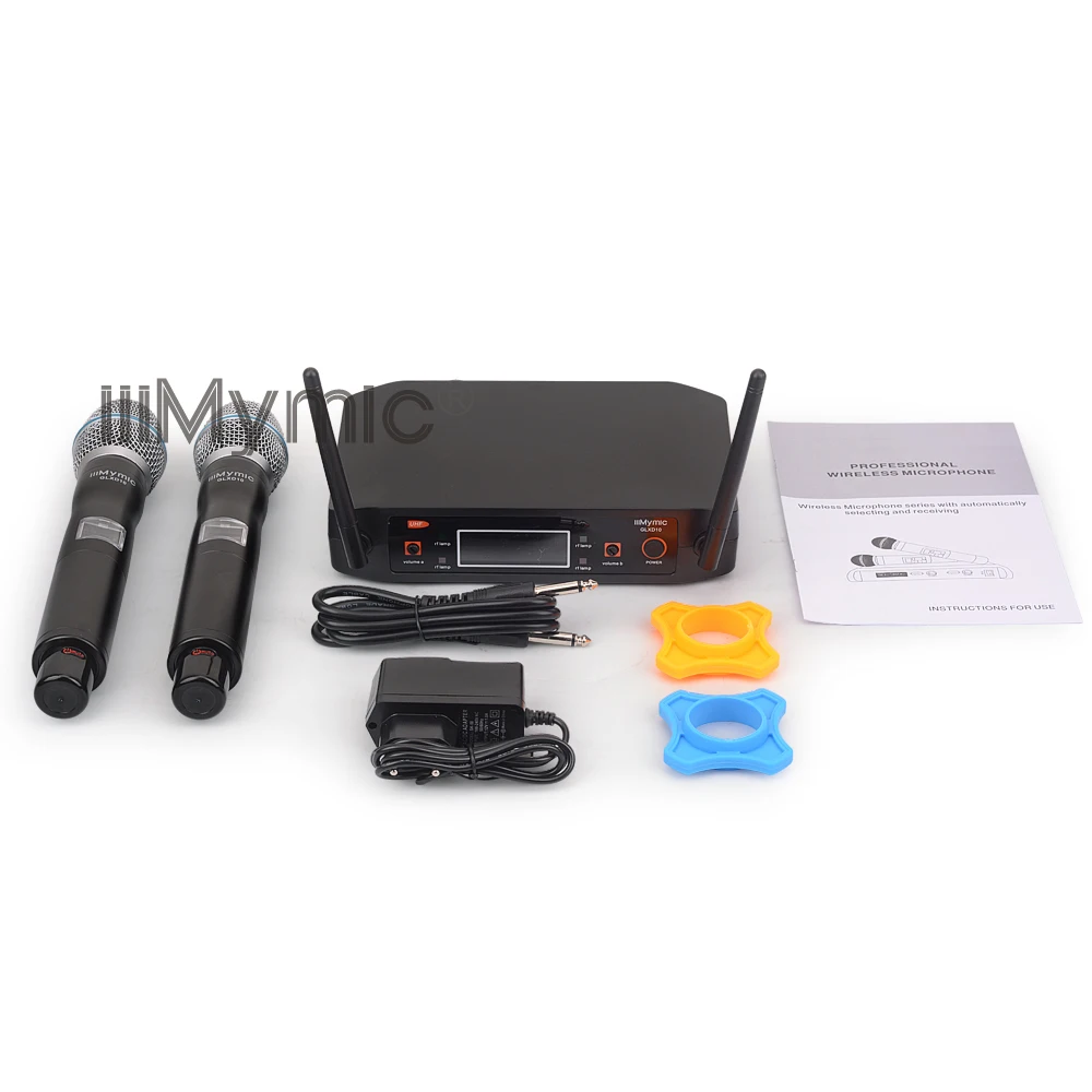 iiiMymic GLXD10 Fixed UHF500 600Mhz Frequency Dual Meta Handheld Transmitter Vocal Wireless Microphone System with Plastic Case|Микрофоны| |