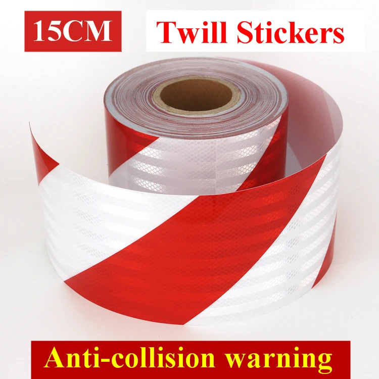 15CM Red and White Twill Reflective Strips Parking Lot Ground sticker