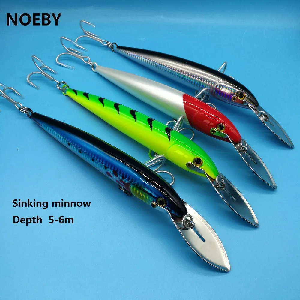 

NOEBY 1PCS Big Sinking Minnow hard Lure 60g/18.5cm 4colors depth 5-6m artificial bait fishing lure