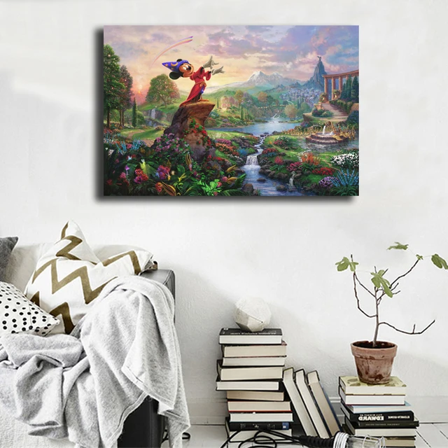 Thomas Kinkade Fantasia Mickey Minnie Canvas Painting