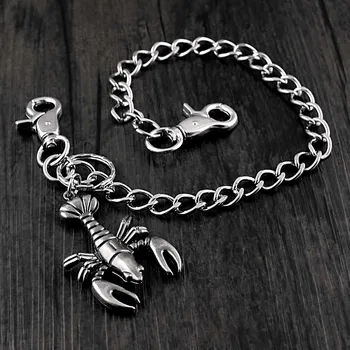 

Mens Boys HipHop Shrimp Charm Wallet Chain Anti-Thelf Metal Long Keychain