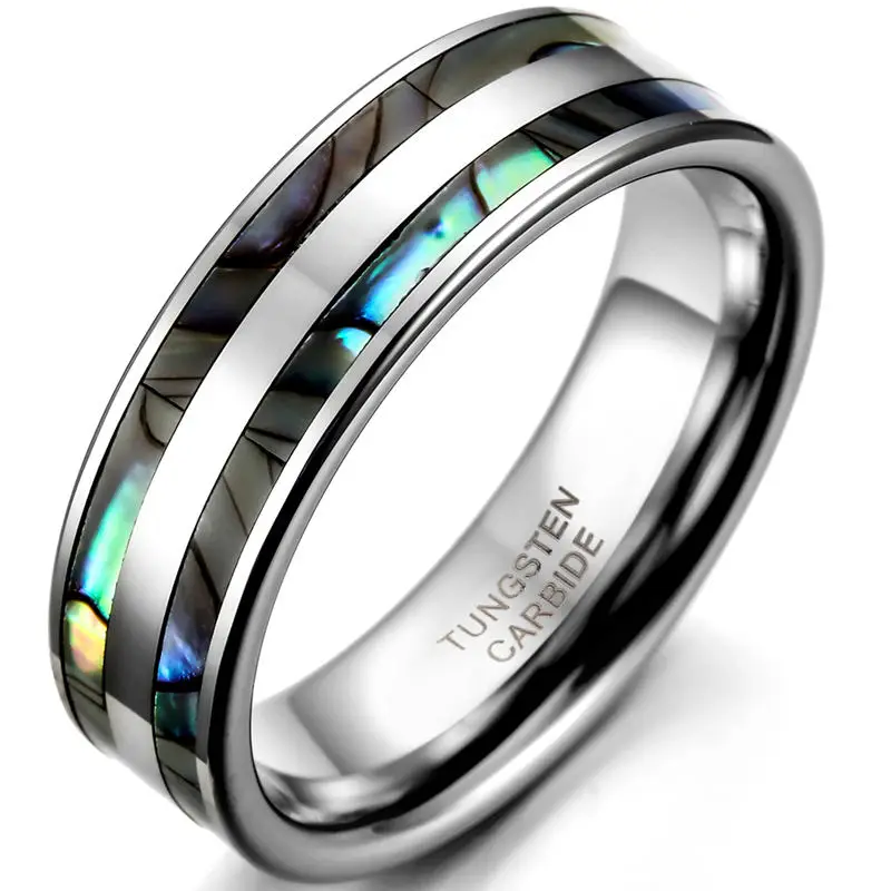 8 мм кольцо из карбида вольфрама высшего качества с двойной вставкой в виде раковины для мужчин обручальные кольца anillos hombre - Цвет основного камня: Women