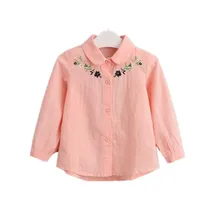 YP61333734 новая весенняя Блузка для девочек Рубашка с длинными рукавами для девочек с вышивкой Корейская одежда для девочек модная детская рубашка одежда для малышей