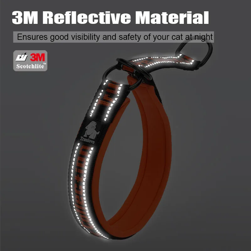 Truelove Neoprene Dog Choker Collar Nylon Soft Embroider Dog Slip Collar Training Reflective Adjustable Pitbull Collier Chien