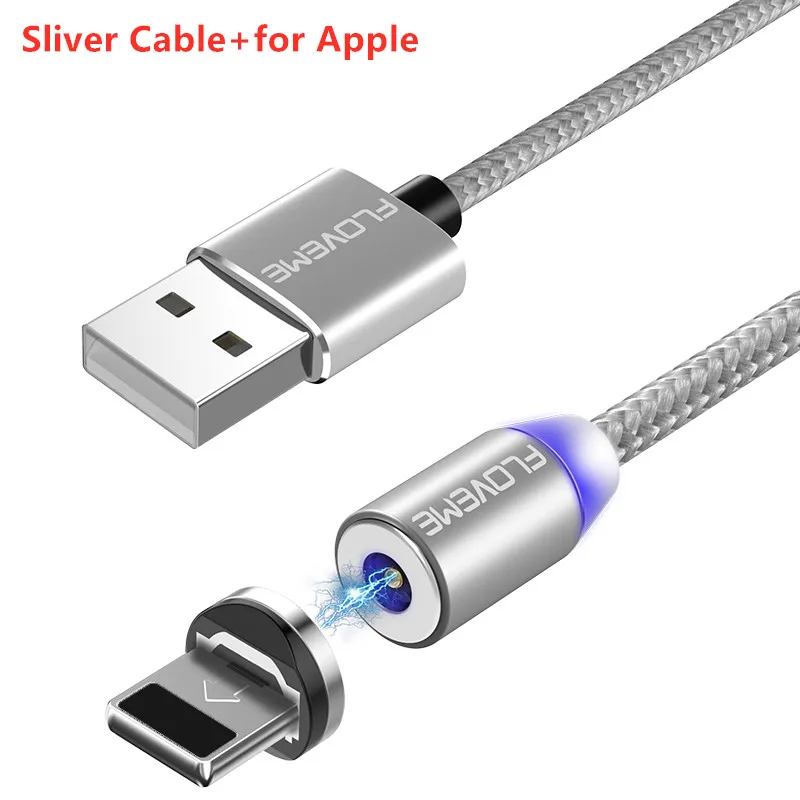 FLOVEME Магнитный Micro usb Тип C кабель для Apple IPhone X Xr Xs Max USB-C тип-c магнит зарядное устройство телефонный кабель адаптер зарядки - Цвет: Sliver for Apple