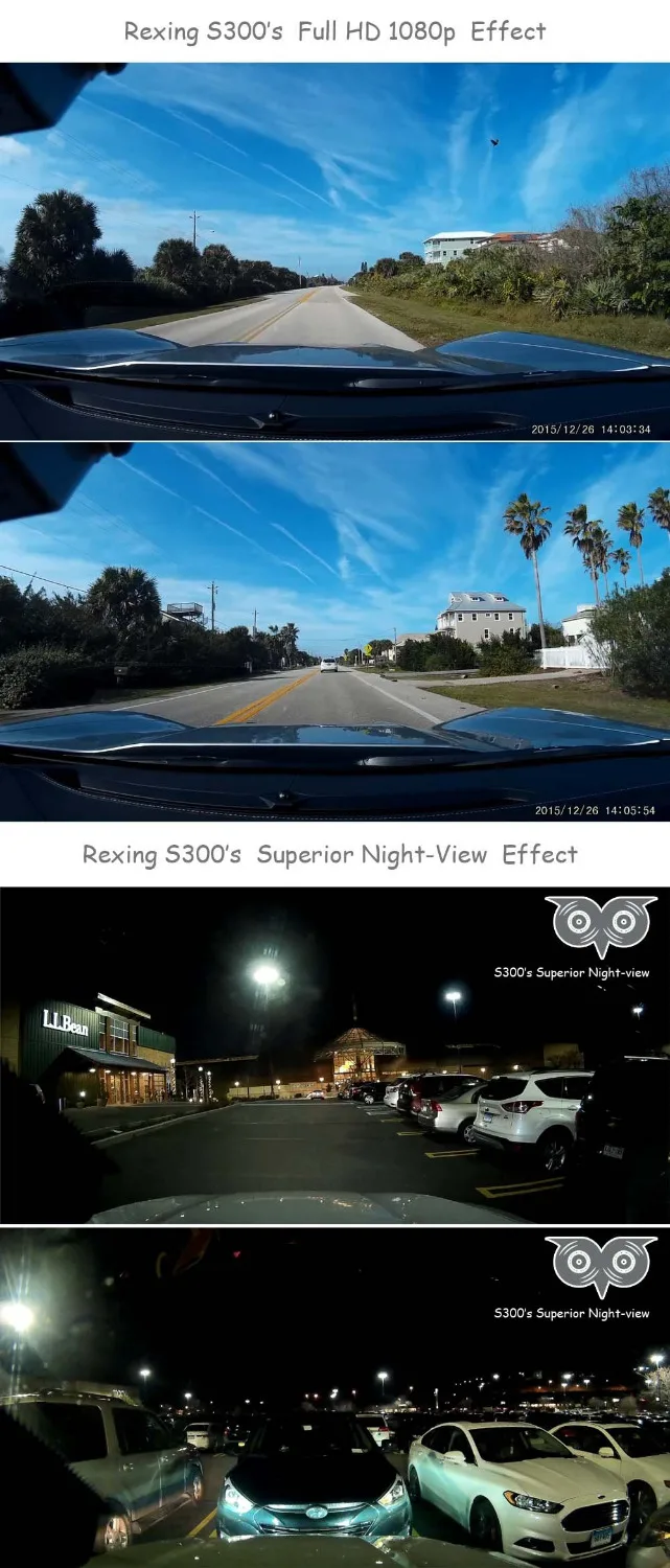 Rexing S300 автомобильная камера, Автомобильный видеорегистратор, видеорегистратор FHD 1080p 170, широкоугольная приборная панель с g-сенсором, WDR циклическая запись ночного видения
