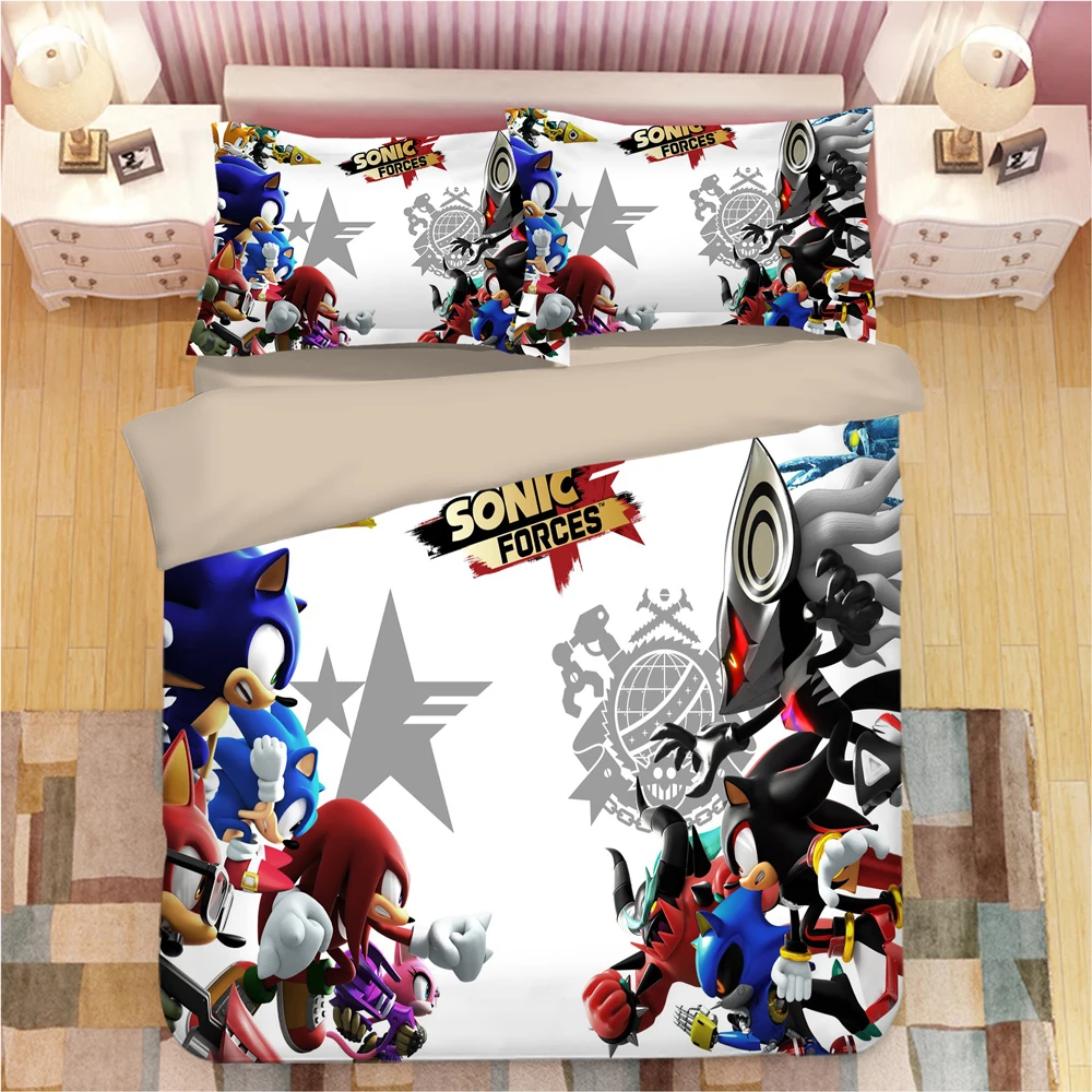 3d Sonic The Hedgehog Bedding Sets Cartoon Duvet Covers 3d White