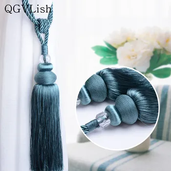 

QGVLish 2Pcs Curtain Tassel Fringe Tiebacks Straps Hanging Belt Ball Curtain Accessories Brush Bind Buckle Curtain Holder Decor
