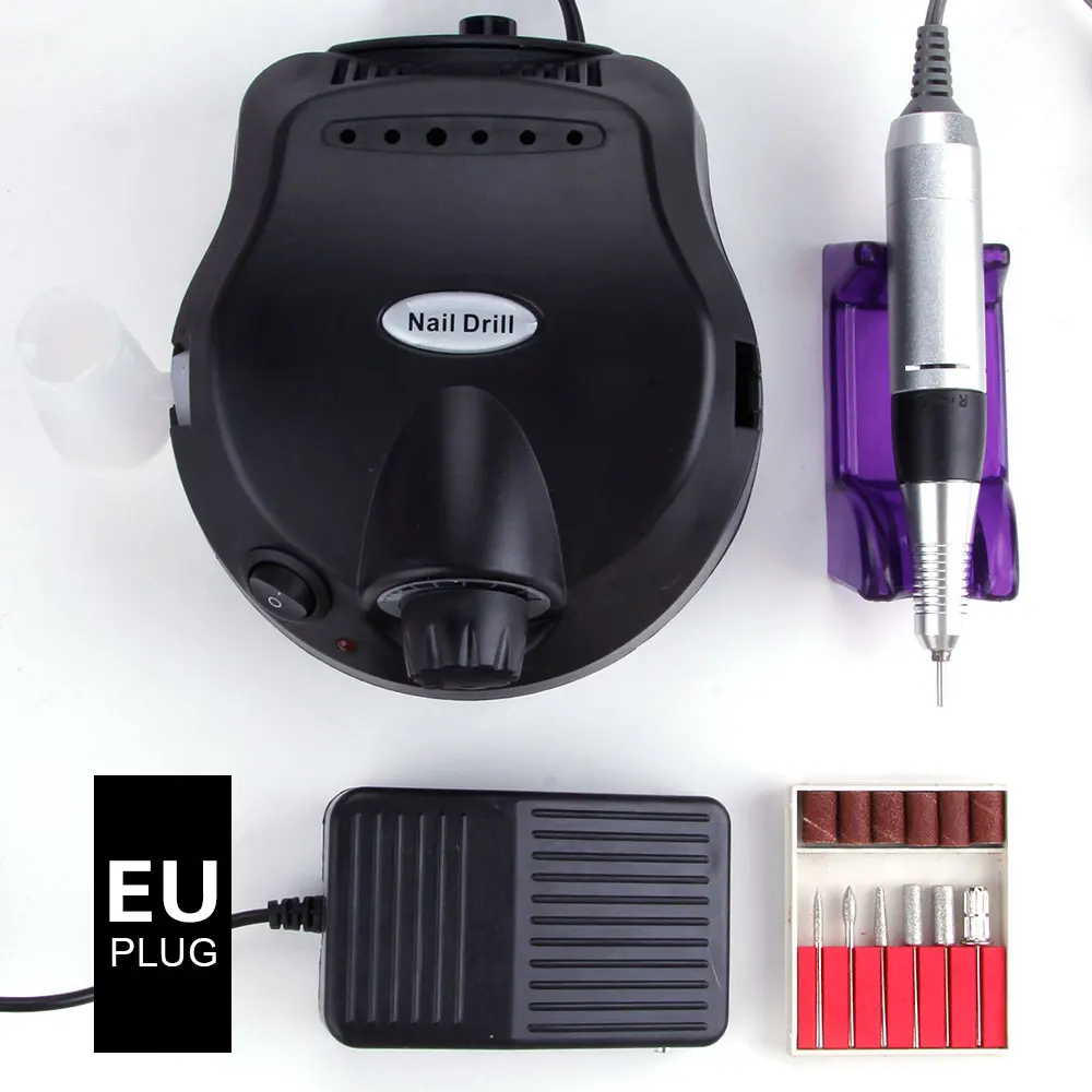 Электрический аппарат для сверления ногтей, маникюрный набор инструментов, профессиональный инструмент для снятия лака, шлифовальные ленты для ногтей, Фрезер - Цвет: Set A EU Plug