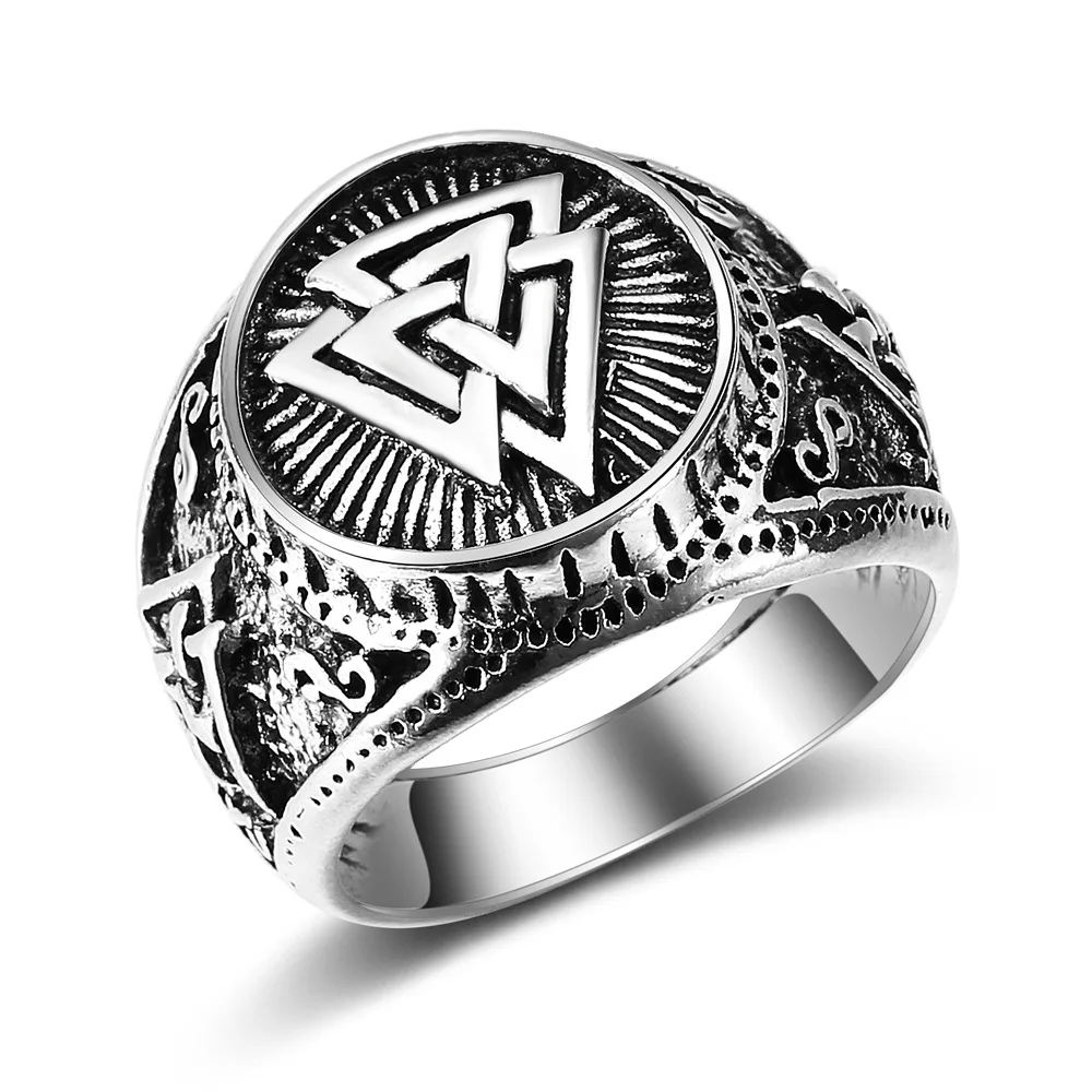 

New Fashion Vintage Men's Ring Viking Odin Logo Triangle Rings Jewelry Wedding Party Gifts Drop Shipping