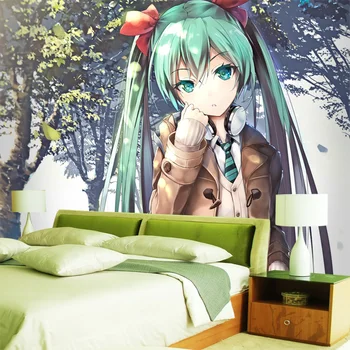 

Hatsune Miku Wallpaper Custom 3D Photo wallpaper for walls Anime Girls Wall mural Vocaloid Bedroom Dormitory Cute Room decor