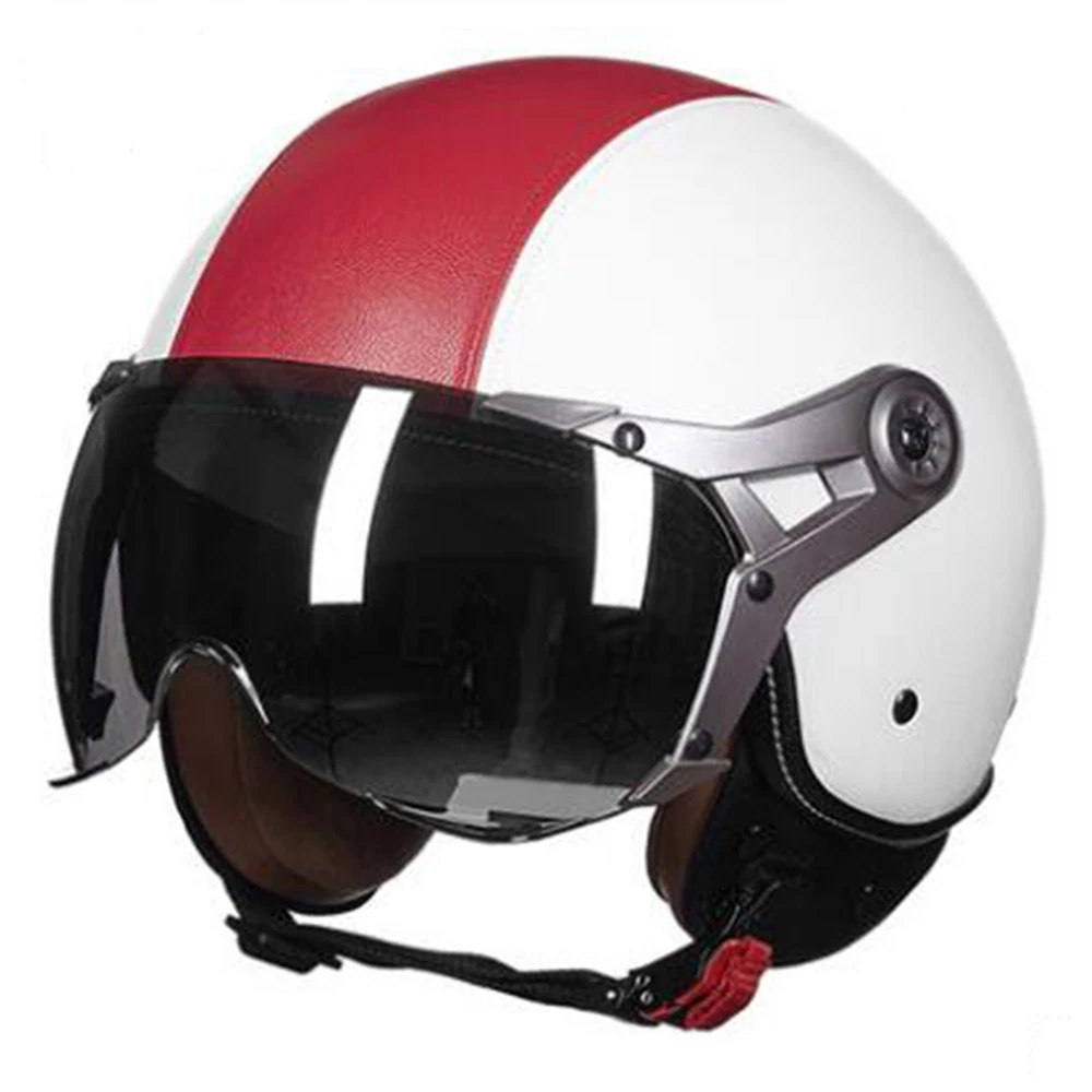 GXT Ретро мотоциклетный шлем кожаный полувинтажный дышащий Удобный Chopper Cafe Racer Crash