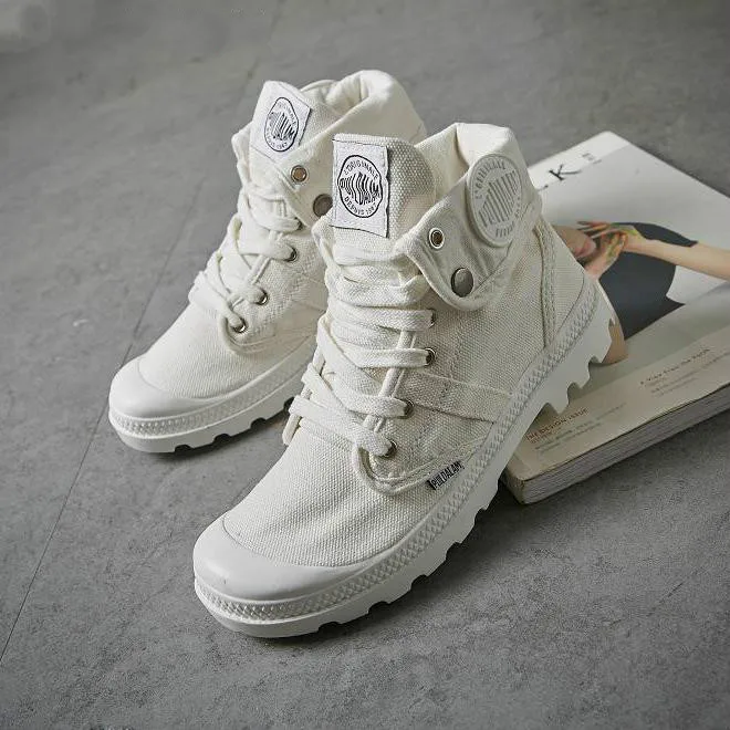 

Dropshipping 2018 Fashion High Top Sneakers Canvas Shoes Women Casual Shoes White Flat Female Basket Lace Up Trainers Chaussure