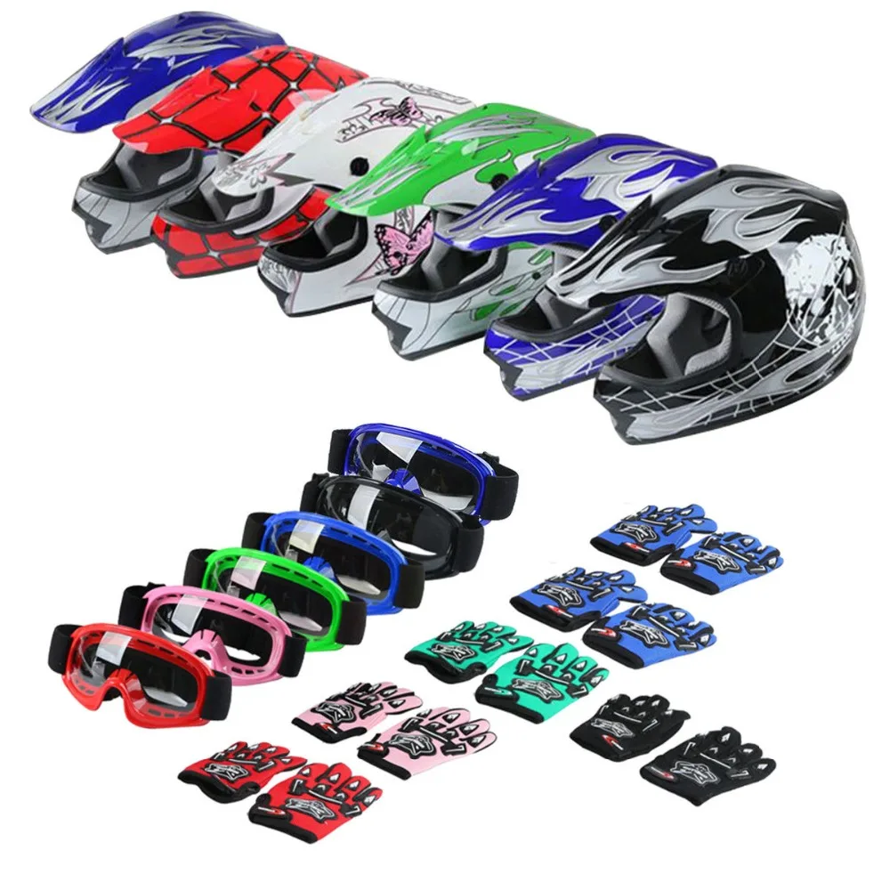 

Motorcycle Helmet DOT Youth Kids Full Face Helmet Motocross Racing Motorbike Dirt Bike Down Goggles Gloves 6 Colors S/M/L/XL