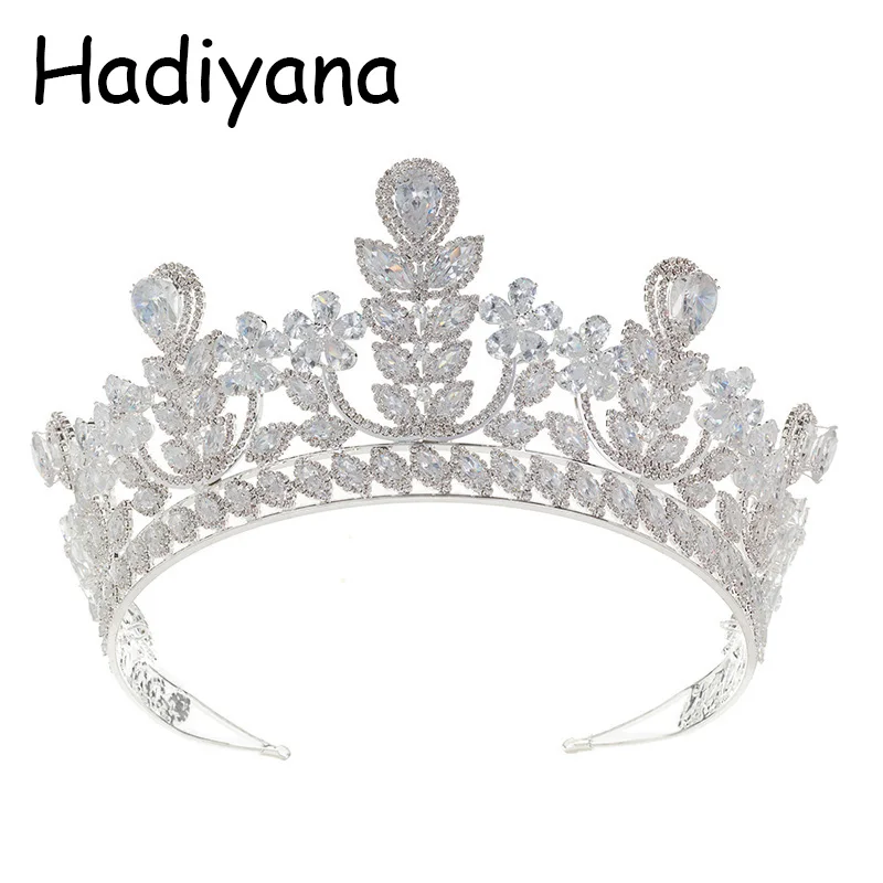 

Hadiyana Fashion Cubic zirconia Copper Bridal Flower Crown For Ladies engaged Wedding Prom Jewelry Shining Queen Crown HG6081