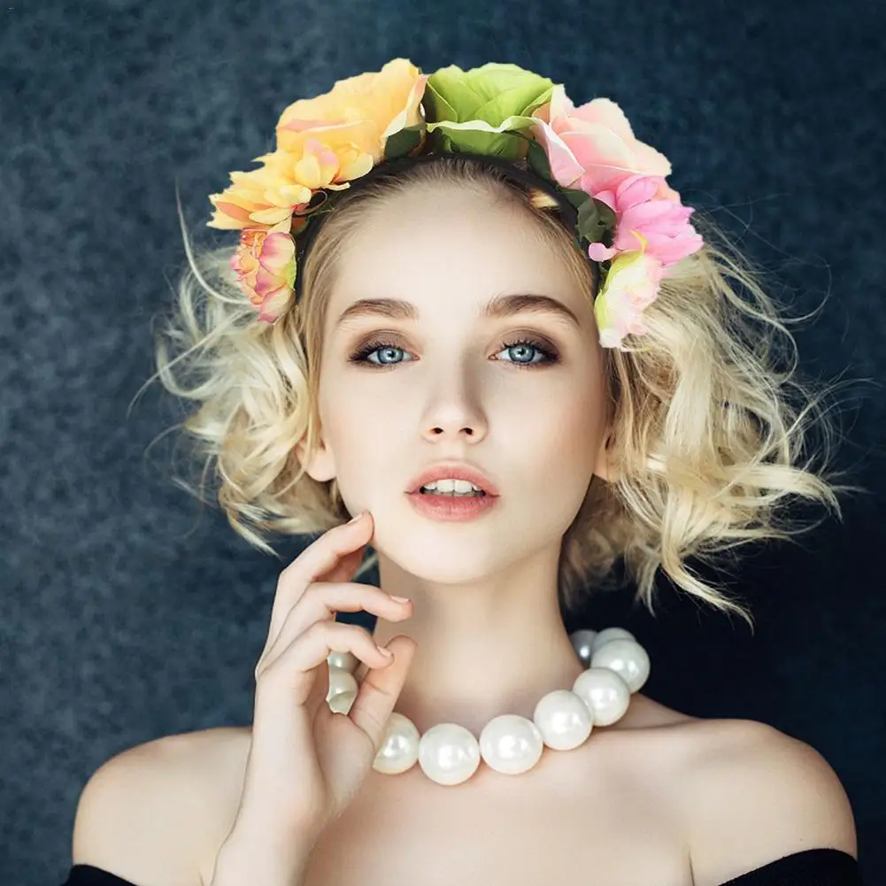 

Headband Costume Rose Flower Crown Mexican Style Headpiece Shooting Props Bridesmaid Flower Girl Wedding Decorative Items