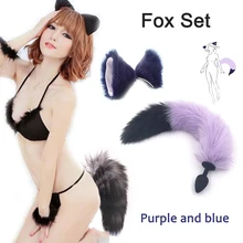 Silicone Plug Fox Tail butt plug and lovely ears anal Sex Toy for women Adult Games Sex Products and dildo vibrator