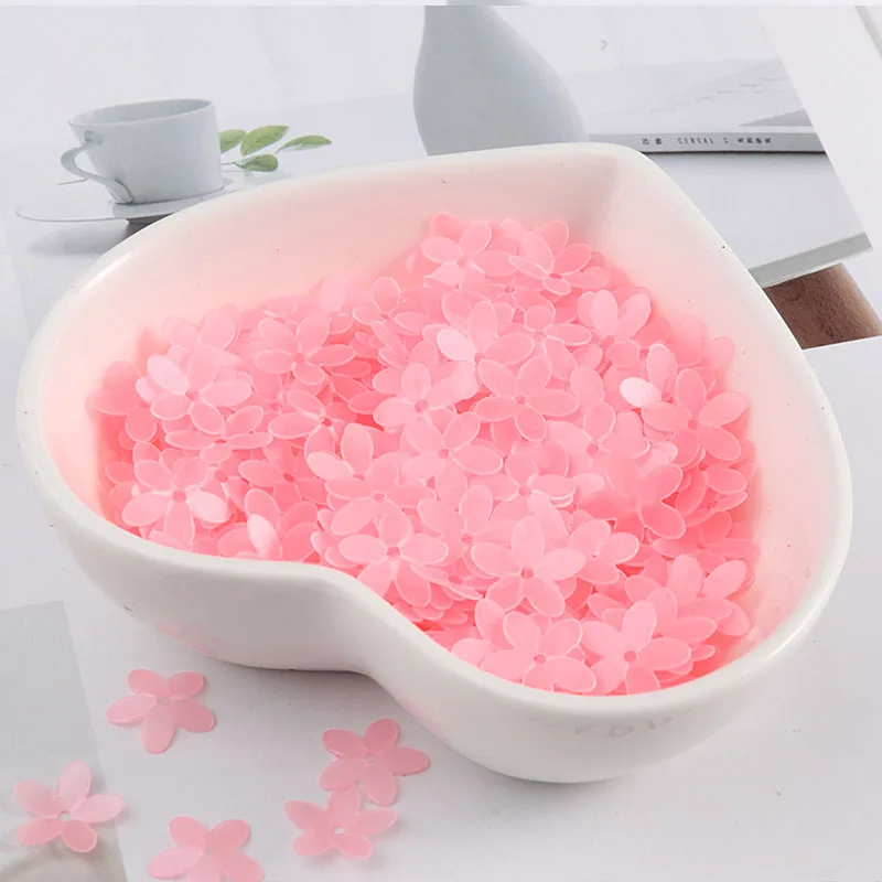 Matte Pink Five-Petal Floral Sequins for Crafting and Garment Accessories