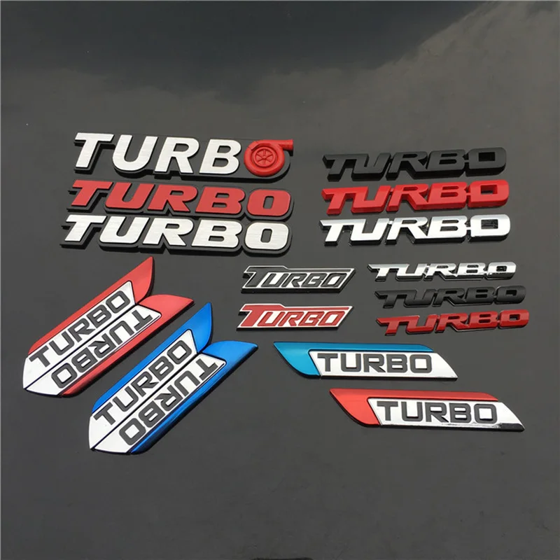 

TURBO Emblem Logo Letters Bar Chrome Metal Zinc Car Styling Refitting Fender Trunk 3D Sticker for Cruze Geely BMW Benz Audi VW