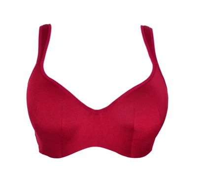 Ladychili Red Color Satin Full Cup Bra for Big Size Breast with ...