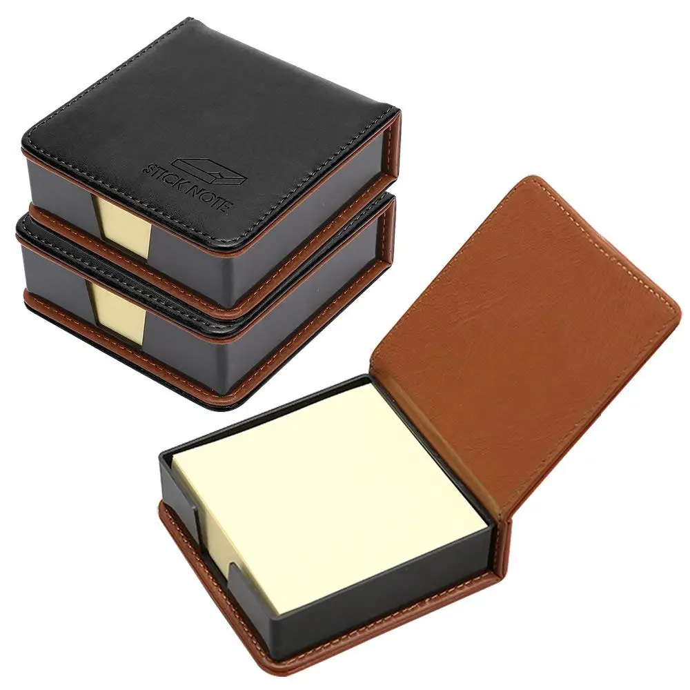 Business Sticky Notes Holder with 3 x 3 inch Sticky Note, 3 Pack (Black)
