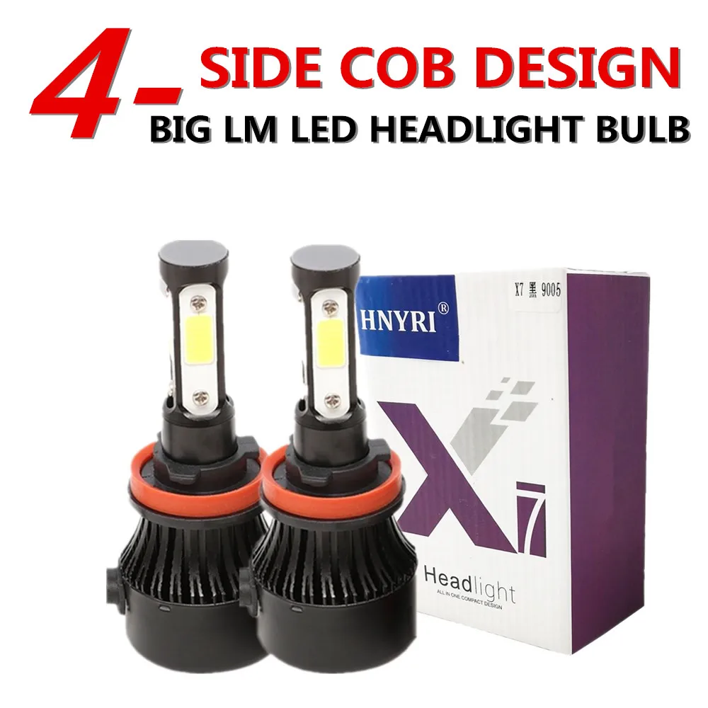 

HNYRI LED Headlight Bulbs 10000LM H7 H4 H11 HB3 HB4 HB5 9004 9012 5202 6000K Automotive Car Styling LIGHT 4-SIDE COB DRL 12V X7